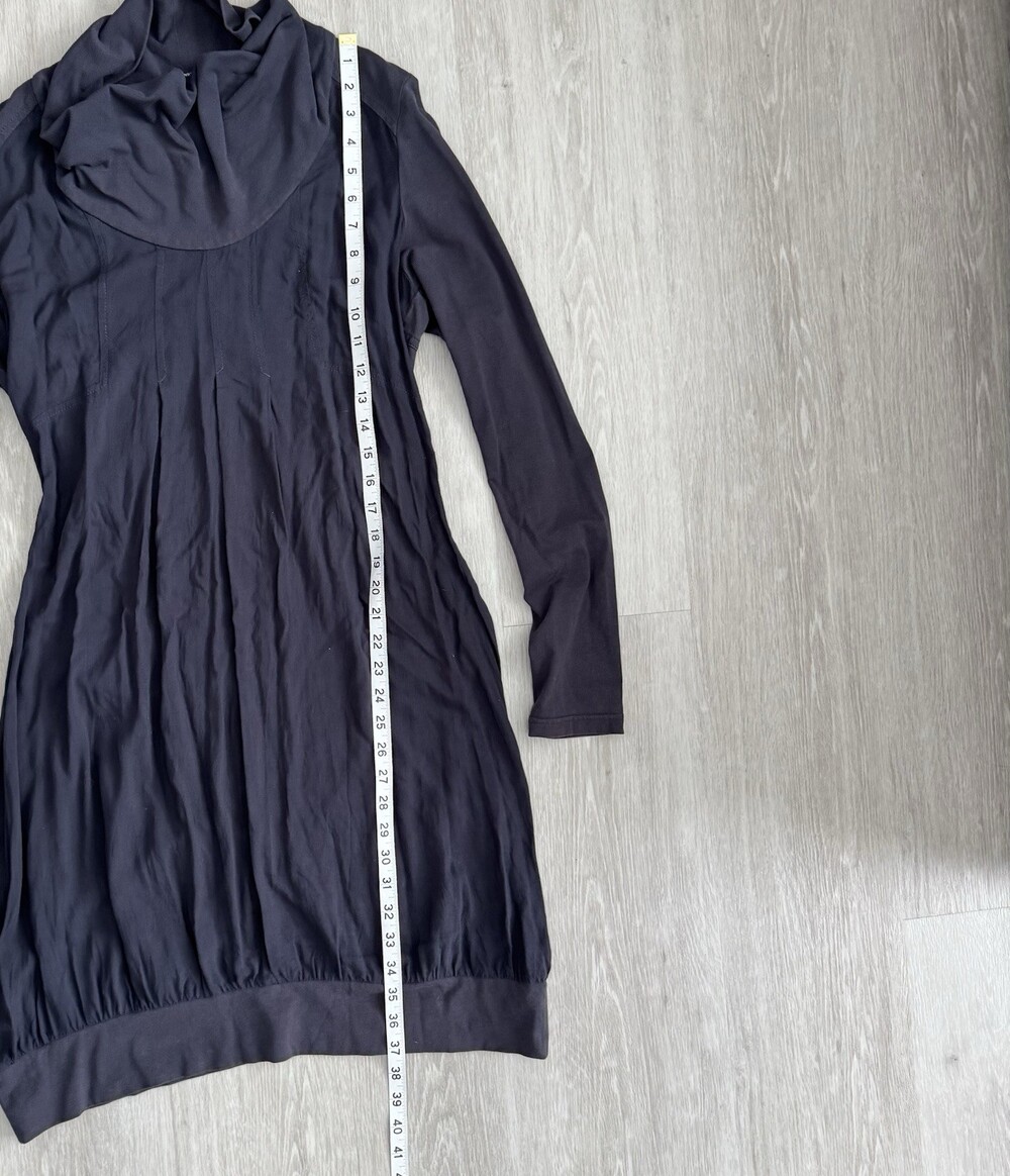 SANDWICH Dress Long Sleeve Cowl Neck Women Size 38 Navy Blue Pleated - Picture 7 of 12